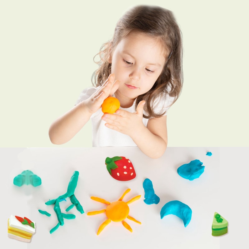 Children Art and Craft Non Toxic Plasticine Mould Kit Kids Educational DIY Color Clay Tool Party Birthday Cake Play Dough Set
