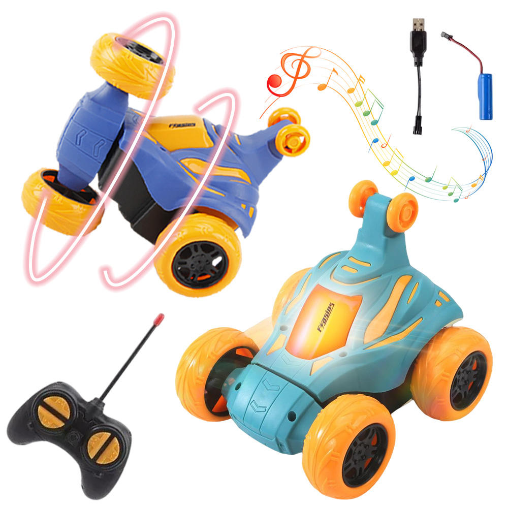 Rechargeable Remote Control Flip Spinning Car Toy Musical 360 Degrees Rotation Vehicle Cool Flashing Light Rc Stunt Car For Kids