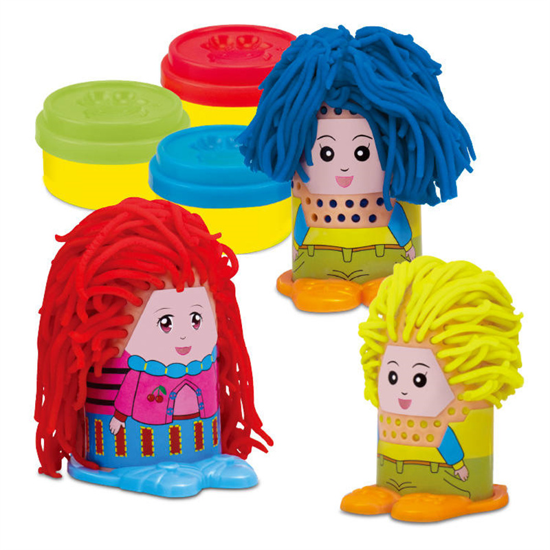 Kids Doll Hair Cutter Clay Toys Plastic Extruders Scissors Non-toxic Plasticine Mold Toy Montesorri Toddler Play Dough Kit