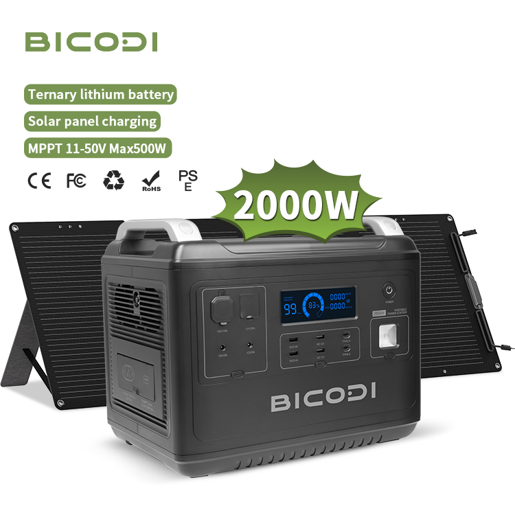 2000W Household Europe LiFePO4 Camping Emergency Solar Portable Power Station Generator For Laptop