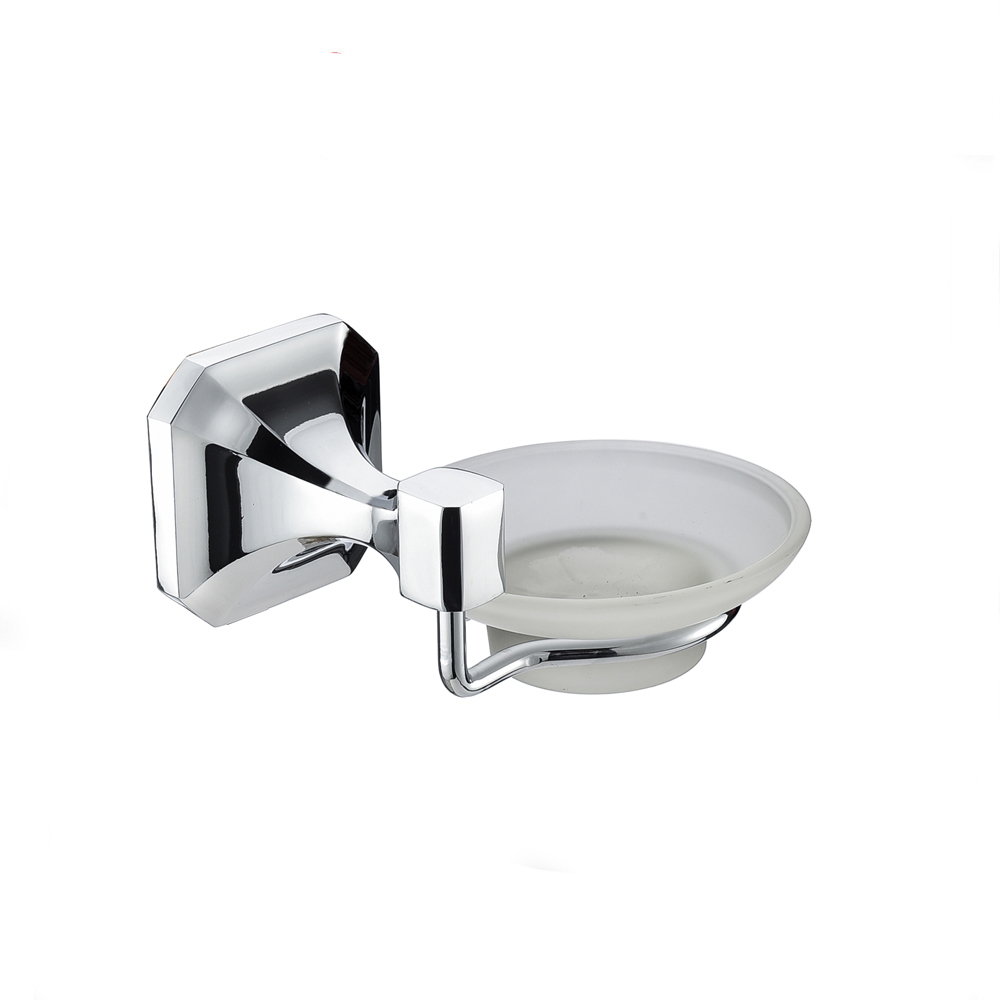 High Quality Glass Soap Dish  Holder Zinc Chrome Soap Basket 12804