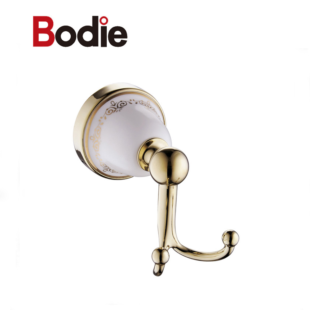 gold plated decorative patterns ceramic metal  Wall Mounted Towel Hook for Bathroom 1808