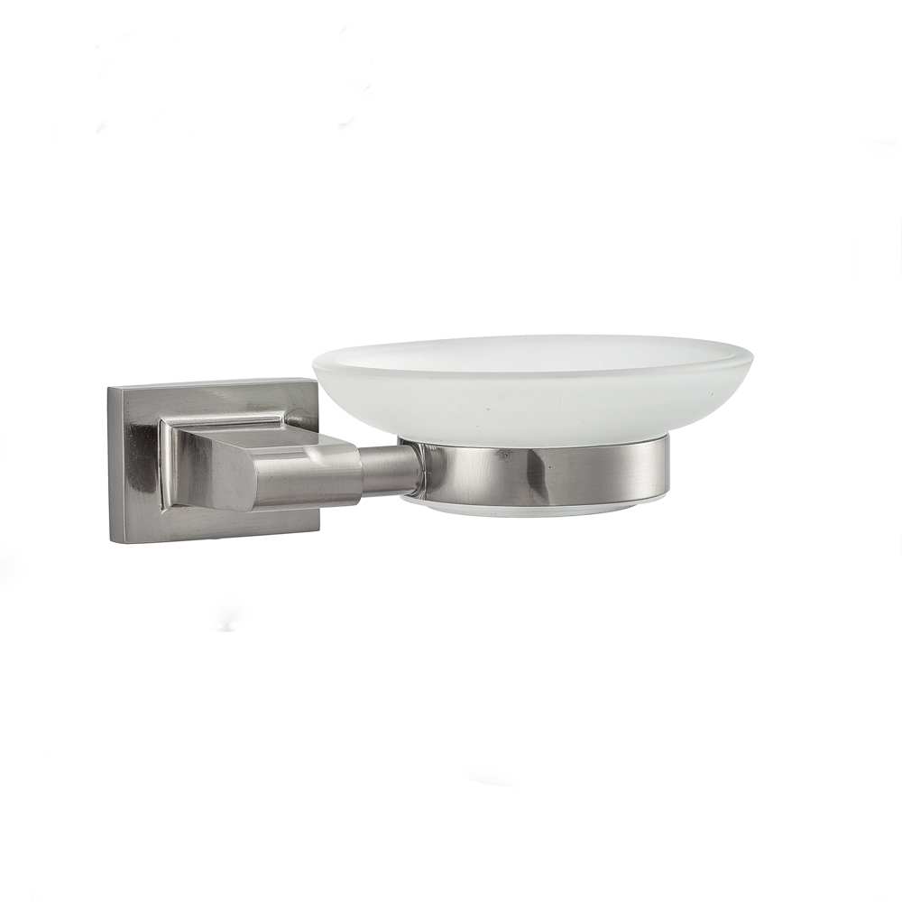Matt Glass Dish Holder Brushed Zinc Soap Dish Holder For Bathroom 11804