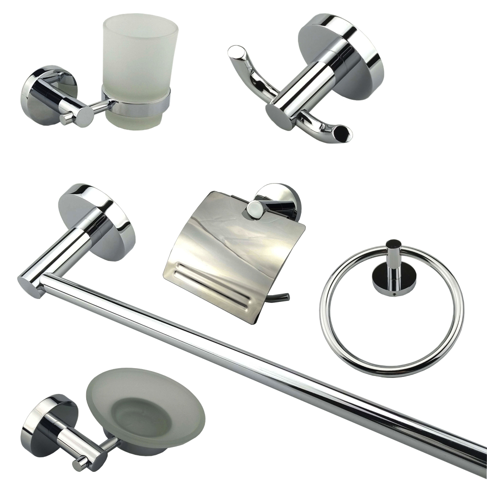 Round Hotel washing room bathroom hardware brass simple bathroom accessories 6 set 12400