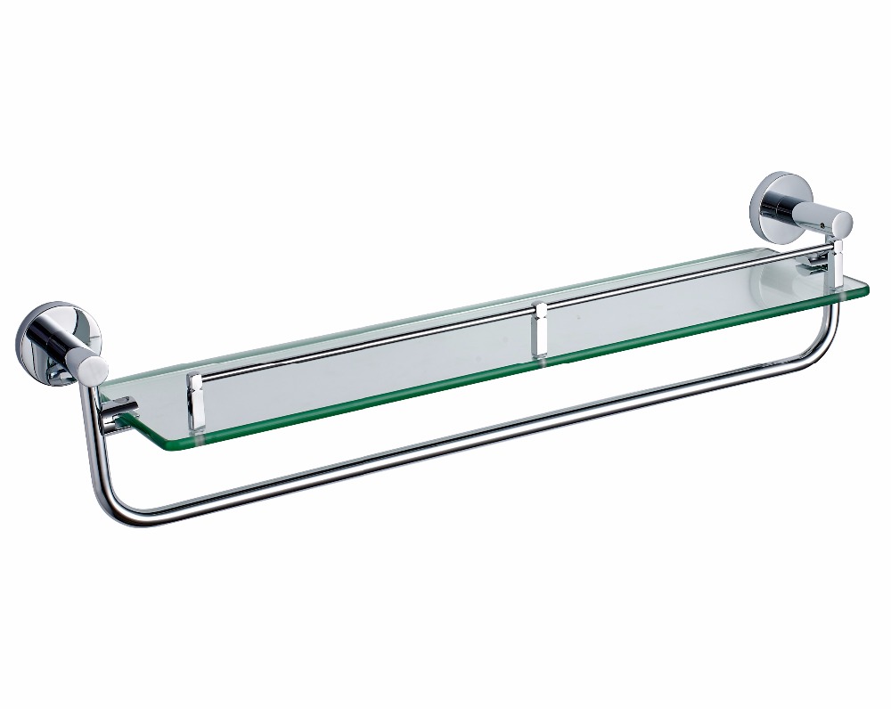 Chrome Plating Bathroom Brass Single Glass Shelf 25113
