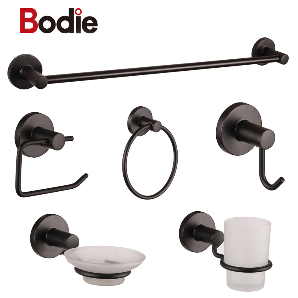 Bathroom accessories set aluminum black wall mount amazon design bathroom accessories 6pcs for bath 18300
