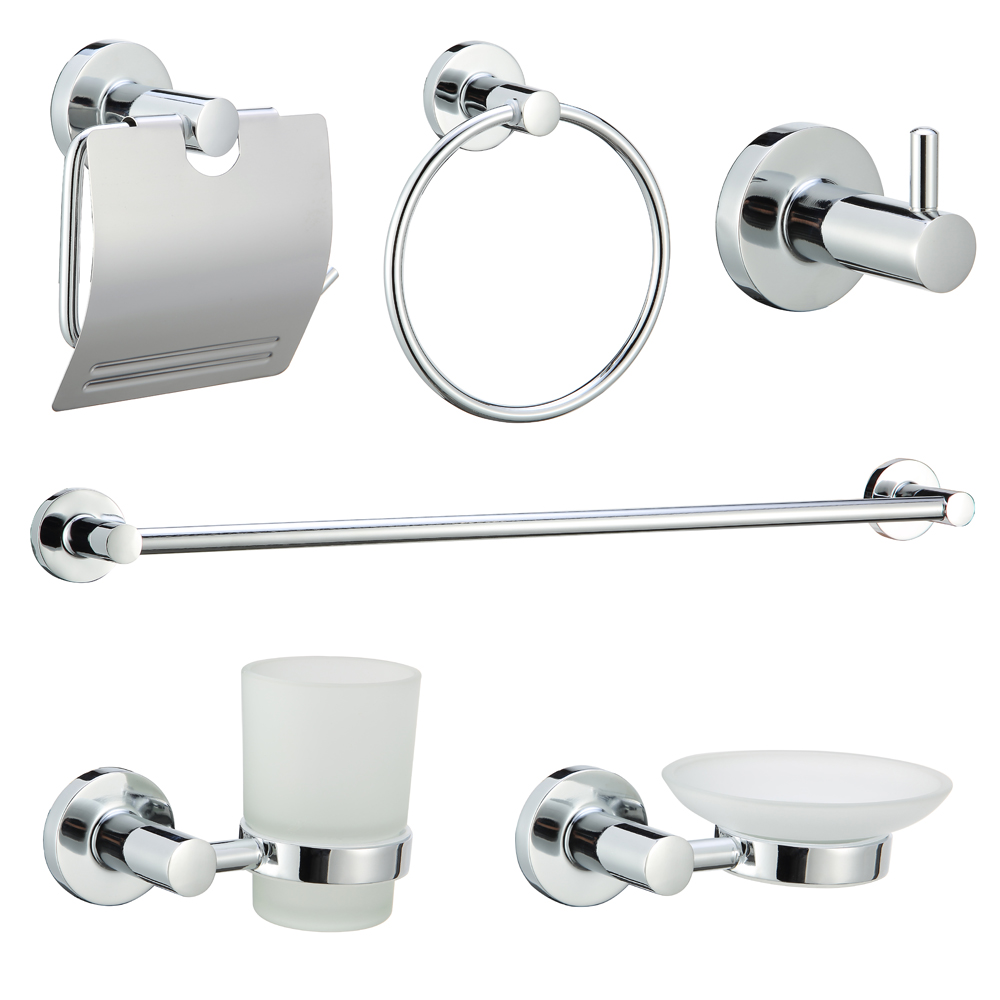 Economic round bath set bathroom accessories set zinc chrome bathroom hardware 14100