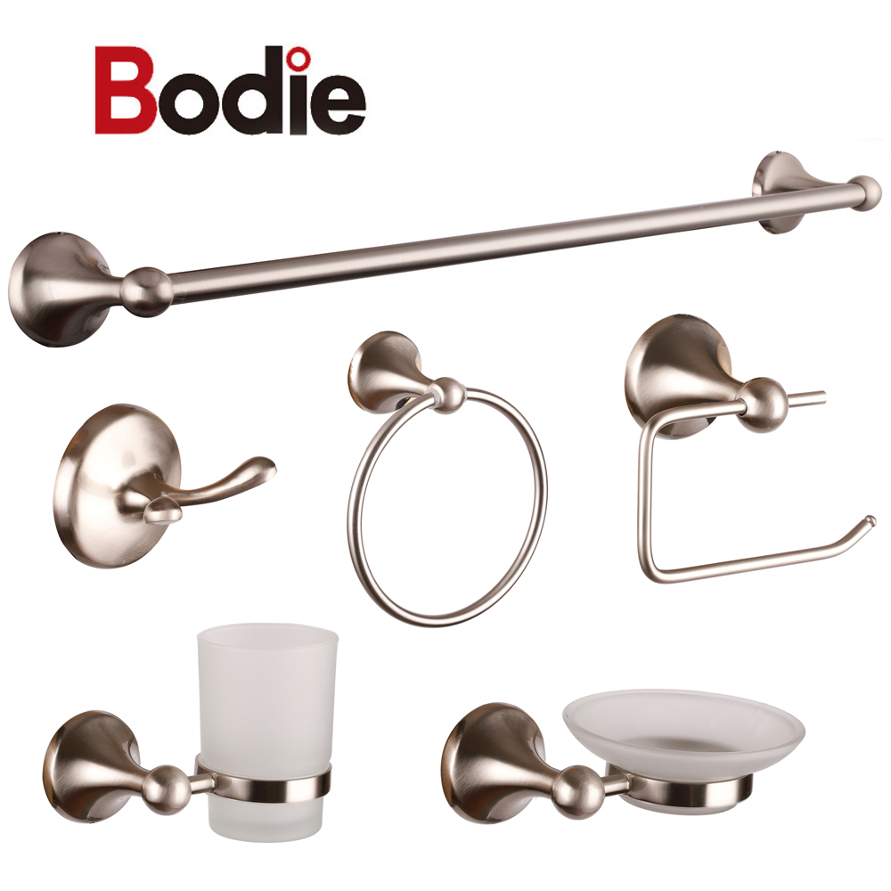 Amazon design stain nickel bathroom accessories set zinc wall mount bathrom accessories 6pcs for bathroom  18100A