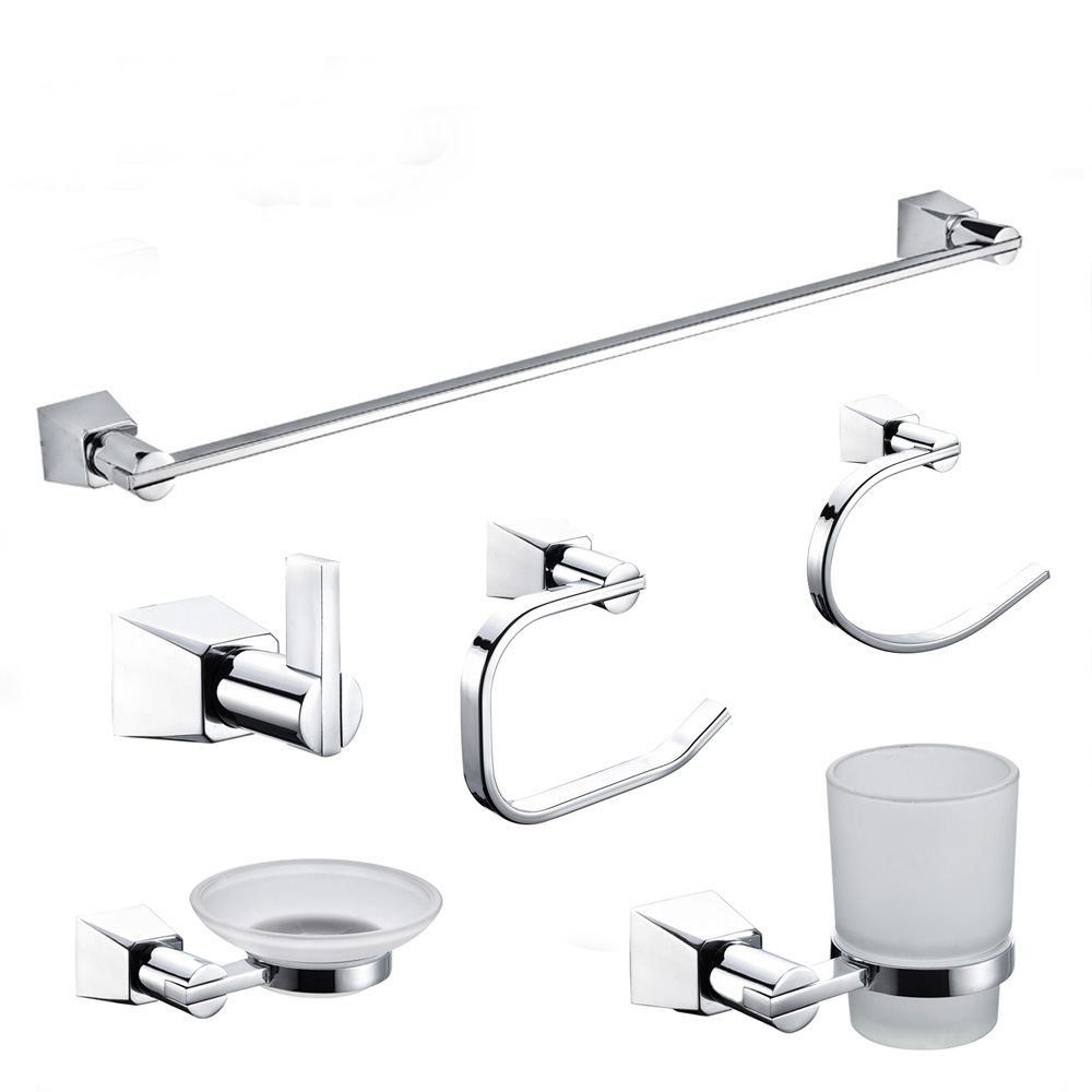 Wall Mounted Chrome Plated Bathroom Accessories 6 Pieces Set For Hotel 3600