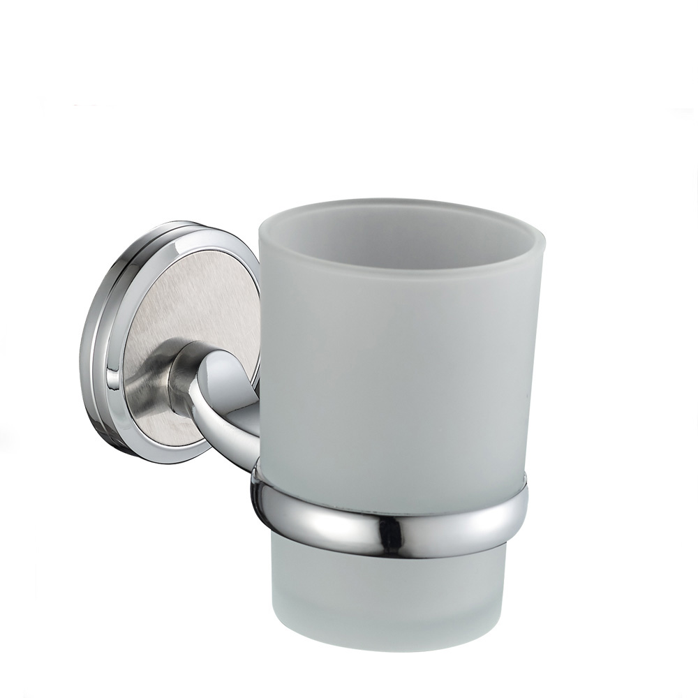 Chrome Design Hotel Bathroom Accessories Single Toothbrush Cup Holder Zinc Tumbler Holder 12701
