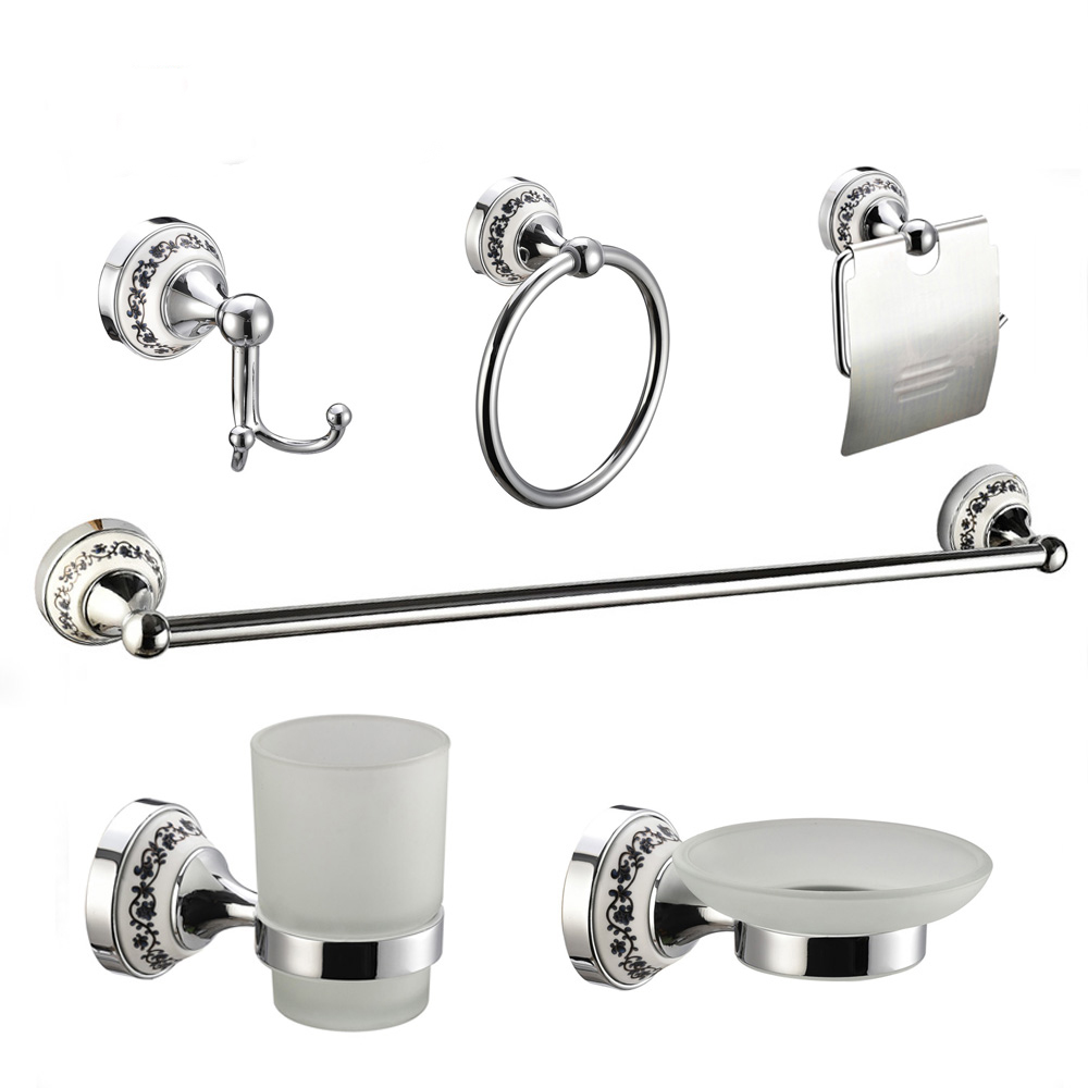 Manufacture High Quality Zinc  Bathroom Accessory Ceramics Luxury Bathroom  Hardware Sets Fittings 5500