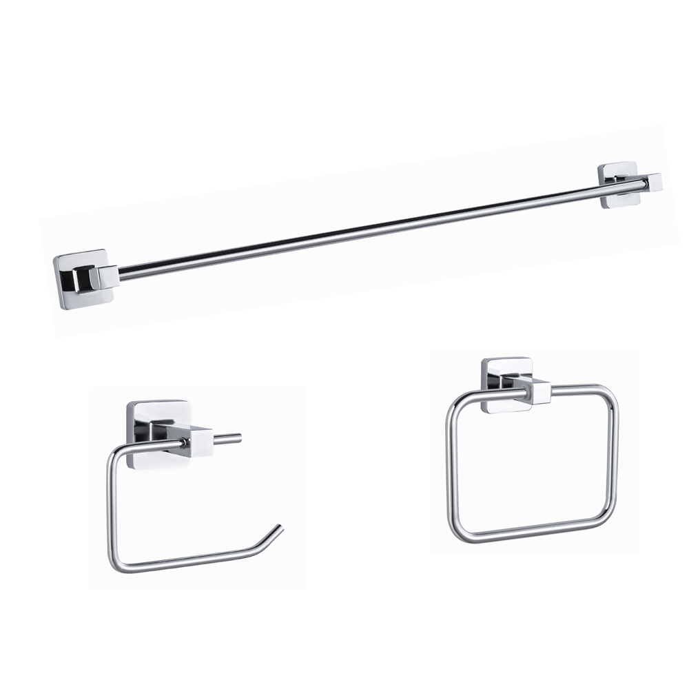 Square base wall mounted zinc bathroom accessories 3 pcs home fittings hardware sets  11700-3 