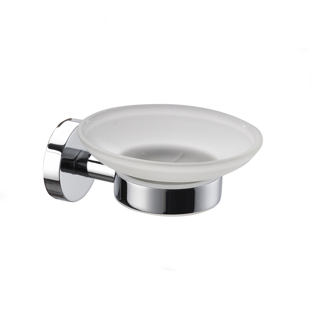bathroom luxury accessories bathtub soap dish zinc chrome single glass soap dish holder 21604