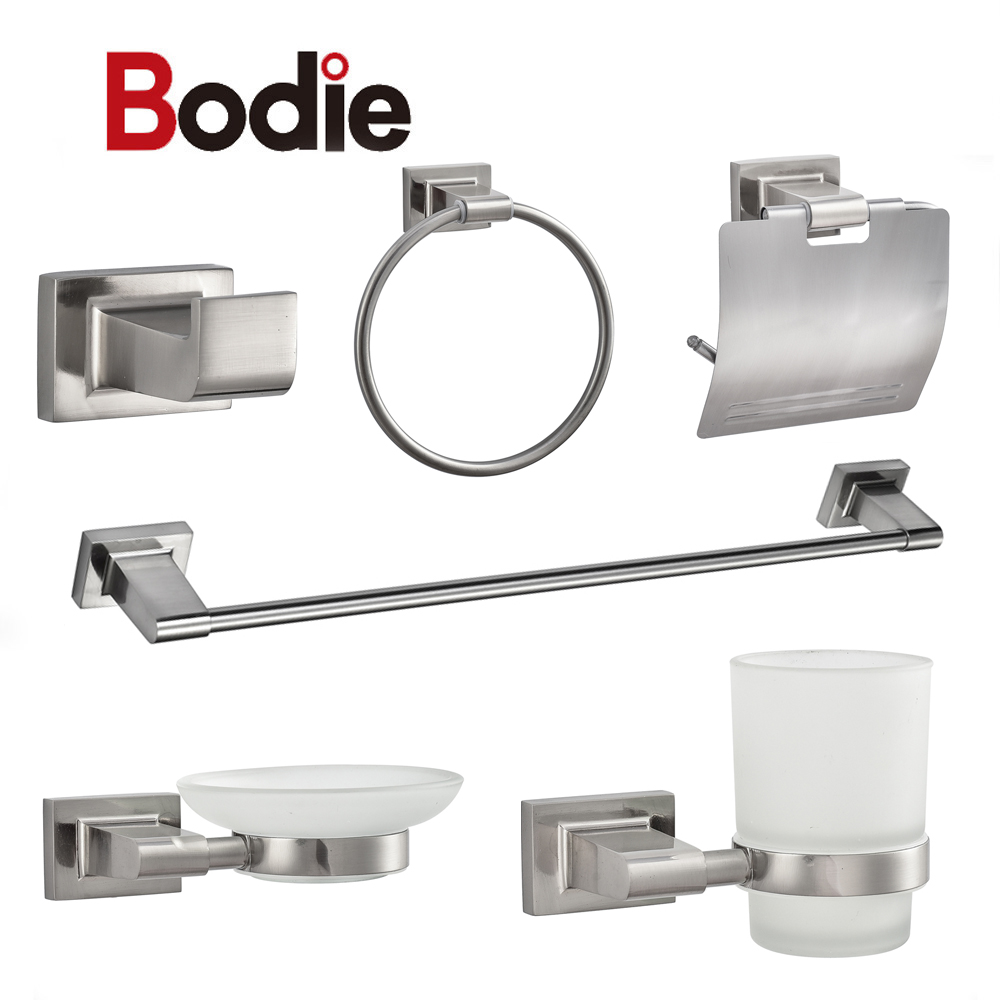 Zinc accessories bathroom brushed square bathroom accessories set for bathroom 11800