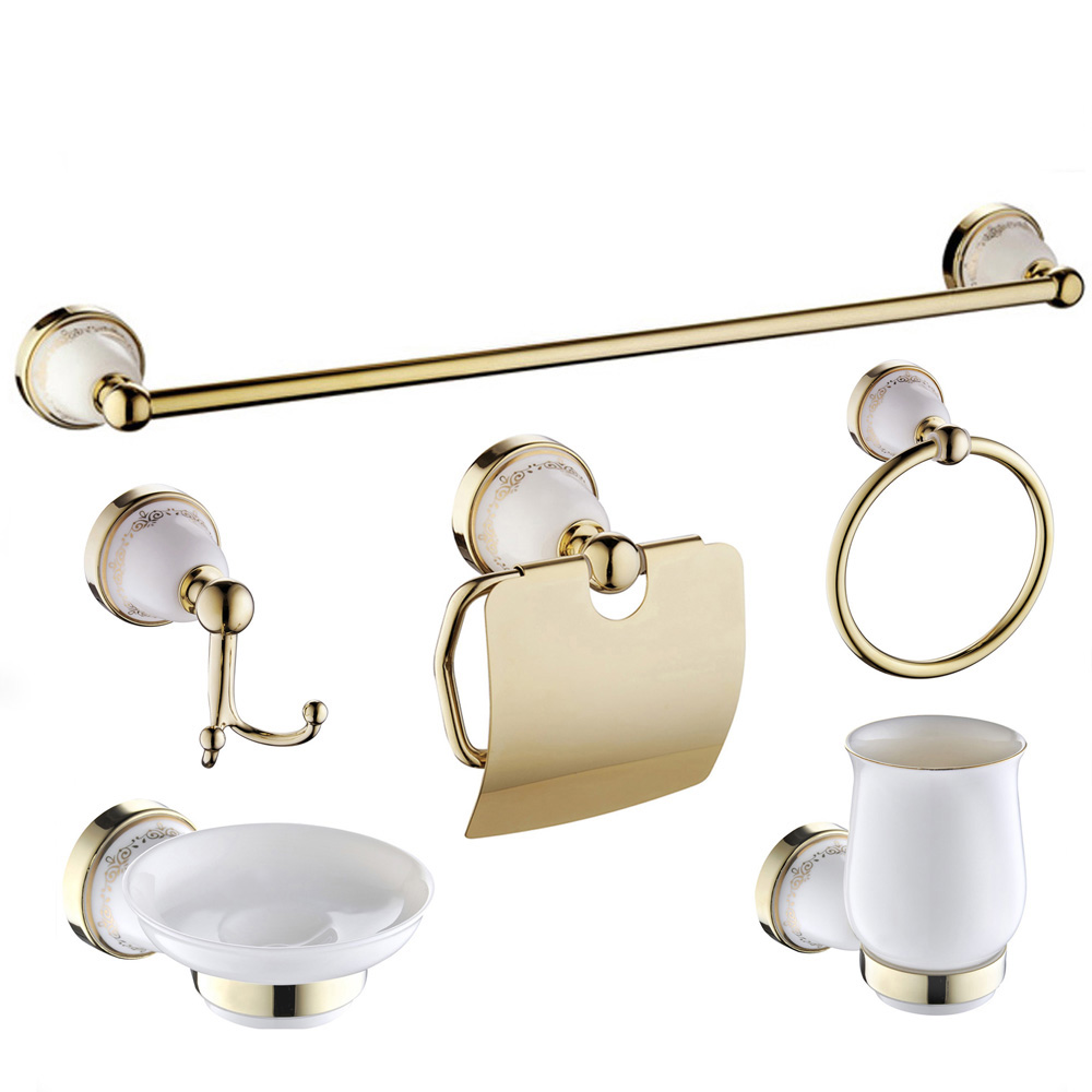 gold plated decorative patterns ceramic metal dubai bathroom fittings accessories 1800