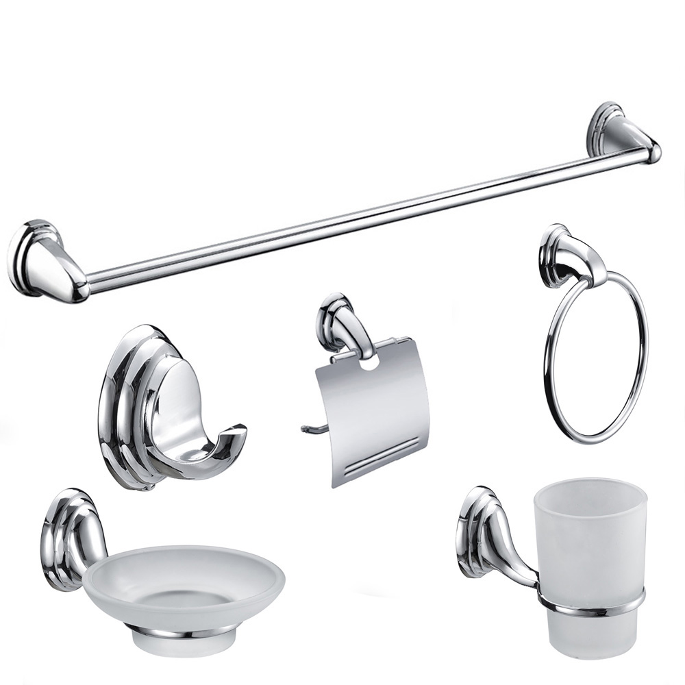 Eco-Friendly Popular Selling CheapChrome Bathroom Accessories 6 pieces set in Zinc-Alloy 3900