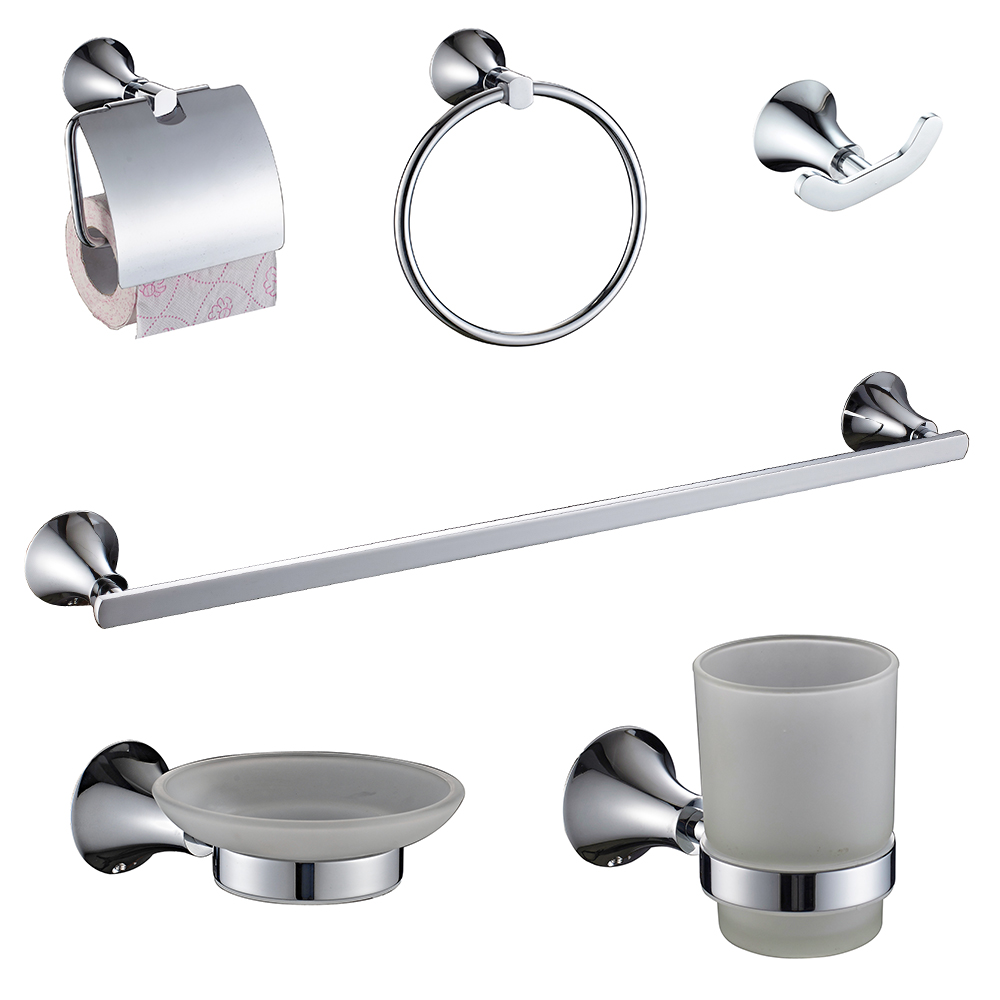 Factory wholesale Modern 6 pieces bathroom hardware Zinc Hotel Bathroom Accessories Set 14900
