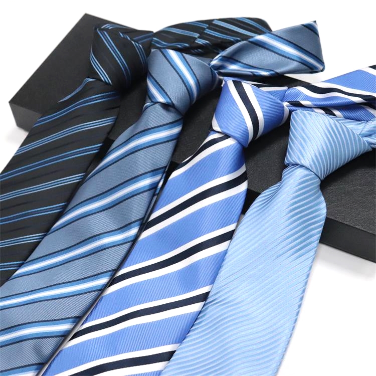 Senior Hand Play Blue Stripes Men's tie College Style Polyester Custom Made Ties Business Neckties Wholesale
