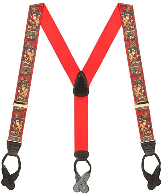Suspender Store Men's Dressy Button-End-Christmas Printed Novelty Suspenders