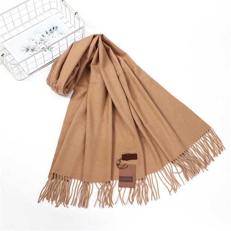 Wholesale Fashion Hot Custom Lady Solid Color Winter Warm Cashmere Wool Scarf Shawl For Women