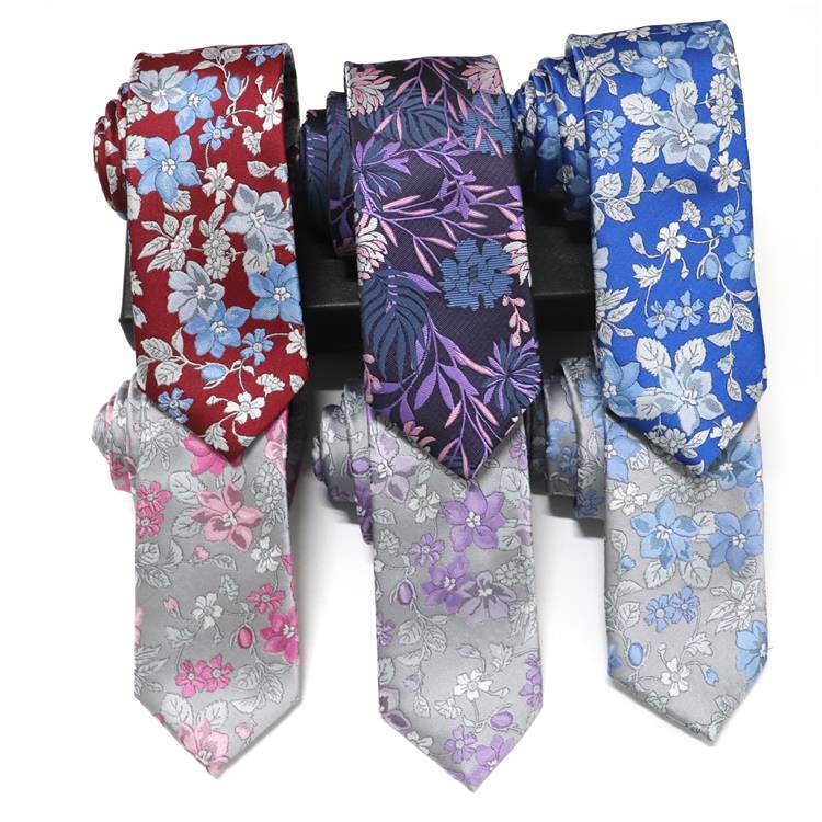Men's ties trendy casual jacquard polyester red and white business ties wholesale spot professional flower neckties
