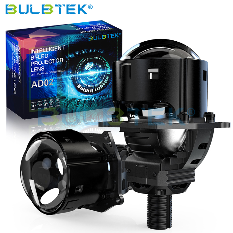 BULBTEK AD02 24V Cars LED Lights No Damage Installation H4 H7 HB3 HB4 300W 25000 Lumen LED BiLED 9005 9006 3Inch Projector Lens 