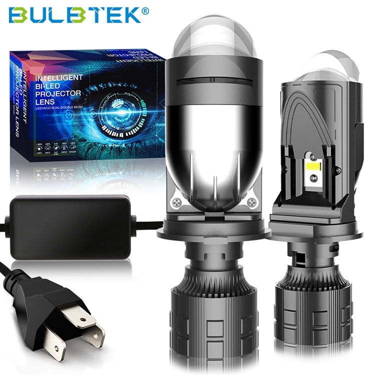 BULBTEK AM07 Hot Sale 15000 Lumen Car LED Projector Lens High Low Beam 200W LED H4 Headlight Bulbs Projector Motor Bulbs
