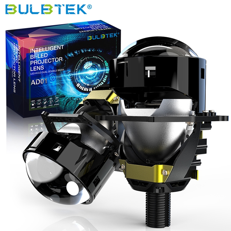 BULBTEK AD01 3 Inch H4 H7 9005 9006 Super Bright 15000LM 200W Auto Dual Double Beam Headlights HB3 HB4 Bi LED Projector Lens 3.0