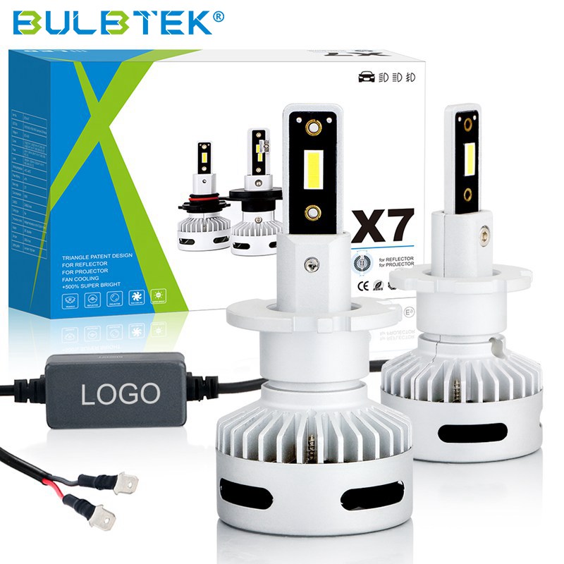 BULBTEK X7 Fan LED Headlight 12 Month Warranty CANBUS 12V 24V Car LED Bulb for Reflector and Projector Headlight