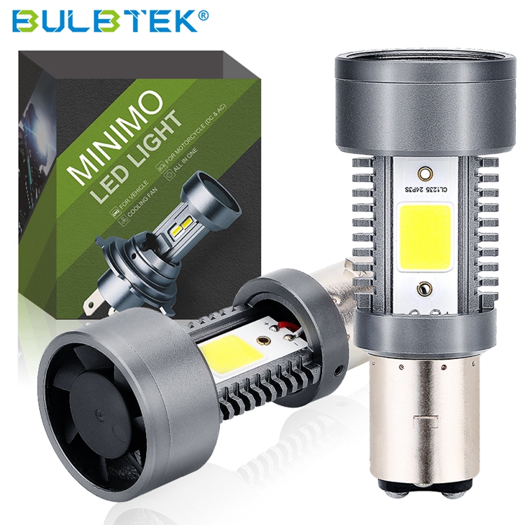 BULBTEK MINIMO Car Light Accessores Mini Size LED Headlight Bulb 14000LM H4 H7 H18 H19 BA20D Auto LED Lights Bulb For Motorcycle