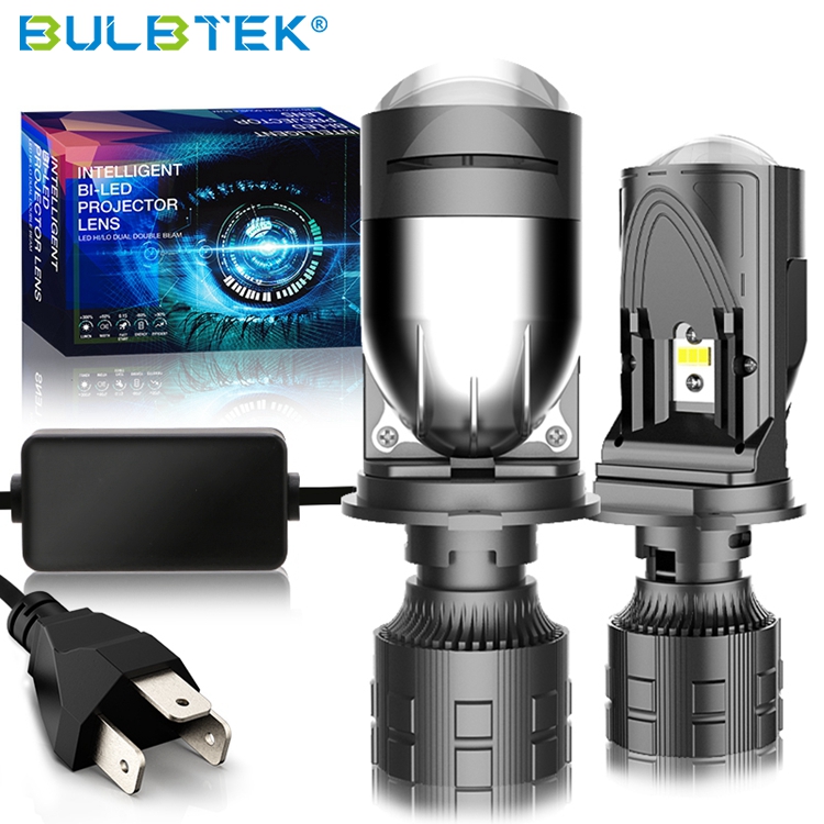 BULBTEK AM03 Factory Wholesale 10000LM 150W Mini LED Projector Retrofit BiLED Lens H4 Auto Car LED Light LED Headlights Bulb