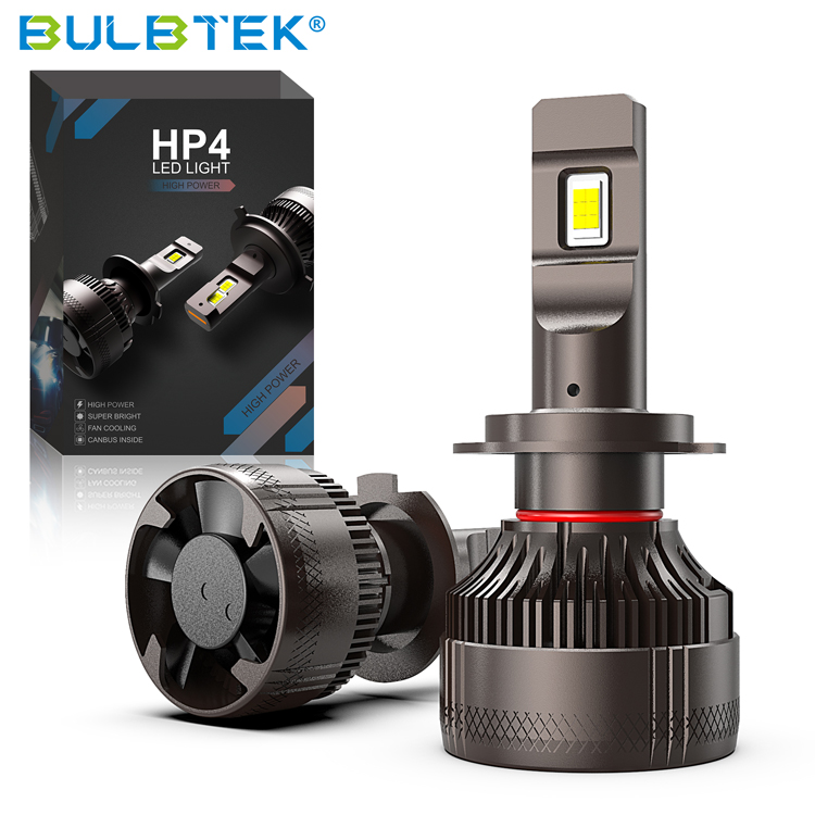 BULBTEK HP4 All in One Headlight Bulb H1 H4 H7 H11 9005 9006 Auto LED Light Fan Type Error Free 300W 30000 LUMEN Car LED Bulb