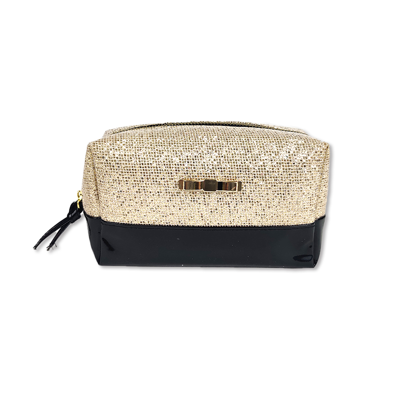 Glitter leather silver gold pink cosmetic bag with zipper closure makeup bag toiletry case large capacity for women girls ladies