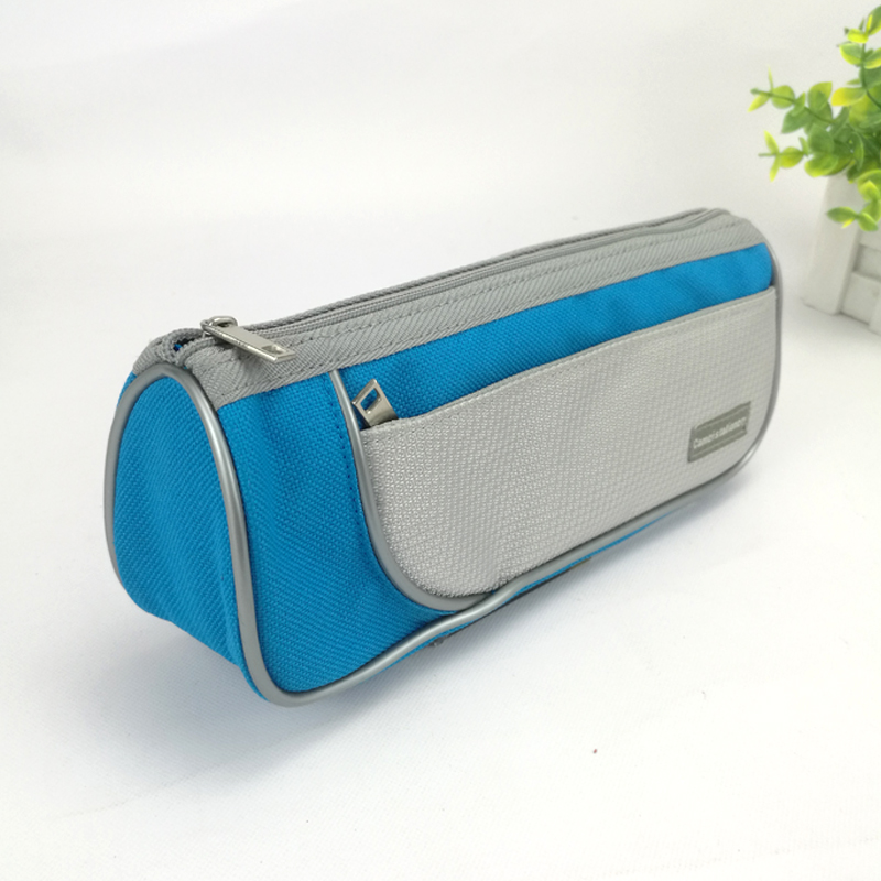 Two- color pencil case bag cosmetic makeup pouch pen storage school box zipper purse with side pocket  China OEM factory