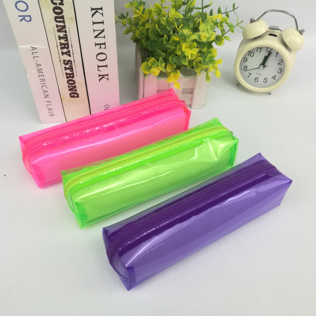 Translucent simple PVC pencil pouch organizer case handbag with zipper closure all-in-one a range of color available cosmetic bag for all ages for business office school daily use for men women China OEM factory