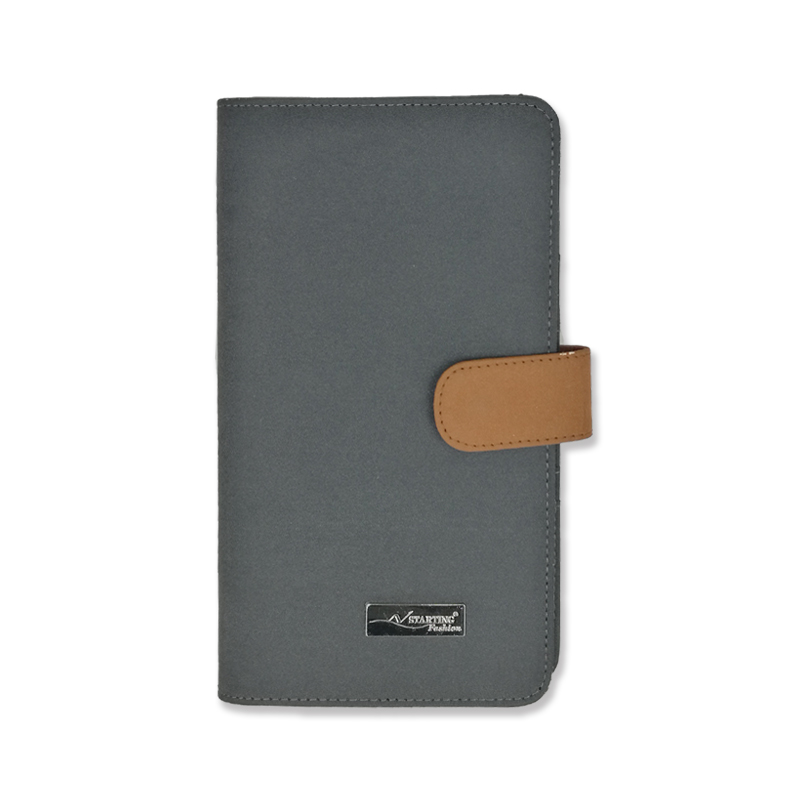 Leather portfolio folder for men and women multi pocket with metal press button clasp Chinese factory supplier
