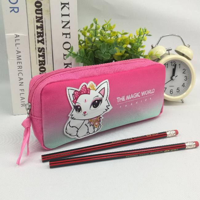 Cartoon colorful figure printing poly/PU leather pencil pouch organizer case handbag with zipper closure all-in-one a range of color available cosmetic bag for all ages for business office school daily use for men women China OEM factory