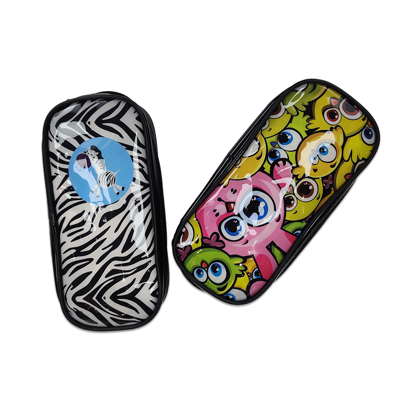 Cartoon funny PVC holographic printing pencil pouch with zipper closure pen case for kids for school supplies China OEM factory