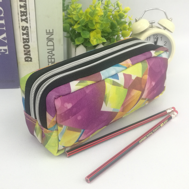 Portable dual zipper multi-colors polyester pencil pouch organizer case with zipper closure cosmetic bag for all ages for business office school daily use for men women China OEM factory