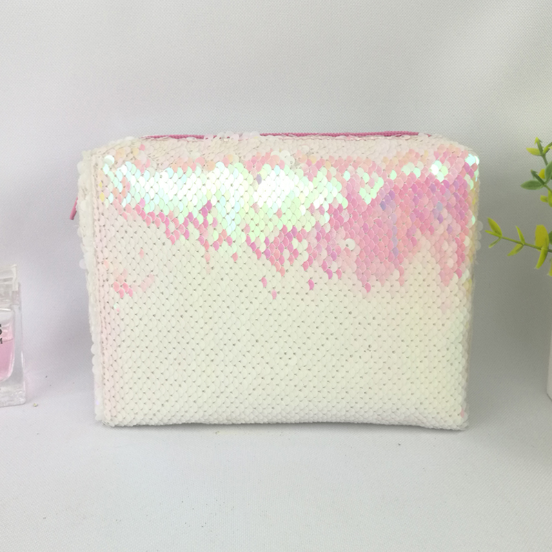 Shimmering flip reversible colors change glitter sequin cosmetic bag makeup bag with zipper closure 3 colors available organizer toiletry bag large capacity great gift for girls teens ladies women