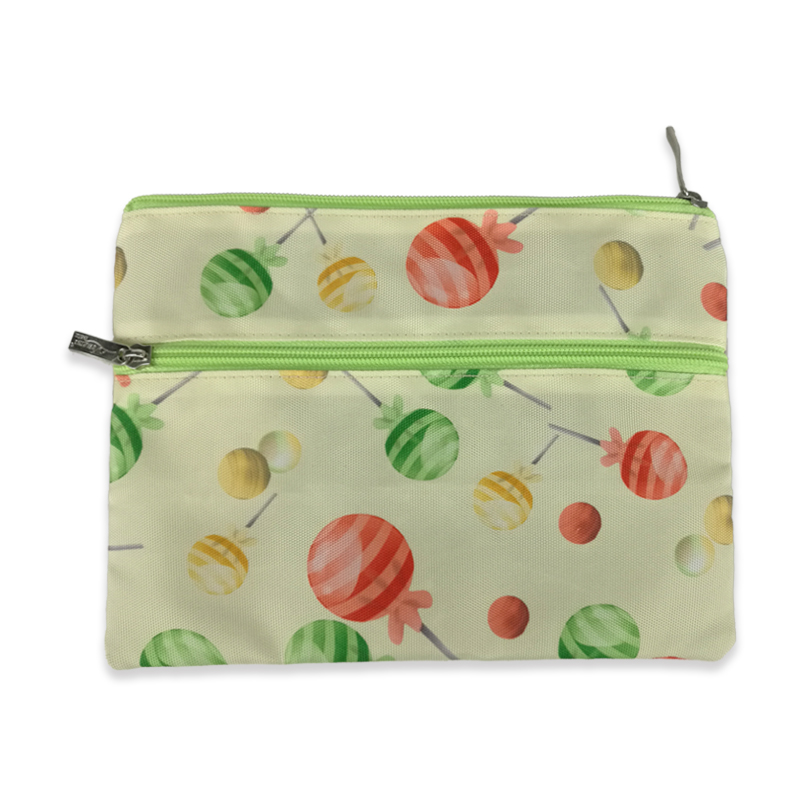 Lollipop graffiti holographic printing polyester double zippers bag pencil pouch cosmetic bag makeup bag 2 colors available great gift for all ages for office business school supplies daily use