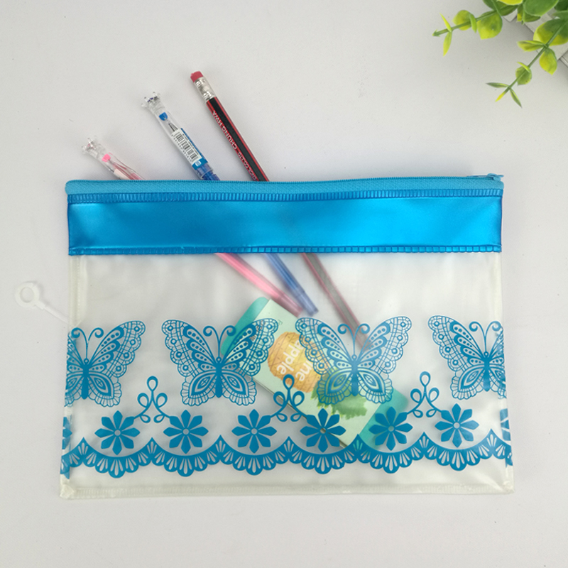 Transparent printed pencil pouch zipper envelope file bags multipurpose travel bags for office supplies cosmetics travel accessories multicolor耳朵、