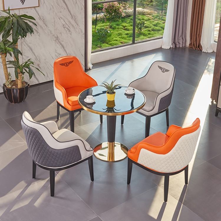 Customization leather table and chairs modern hotel restaurant furniture set