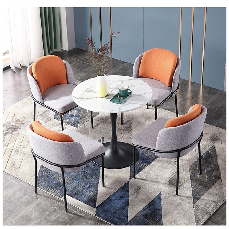 Modern hotel dining sets metal furniture leather restaurant chairs