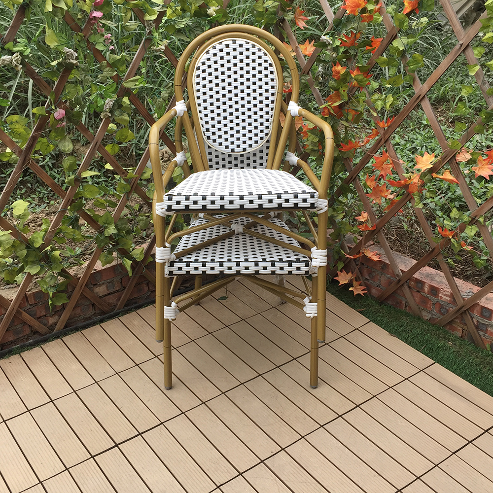 Outdoor French Style Garden Aluminum Frame Rattan Armchair chair