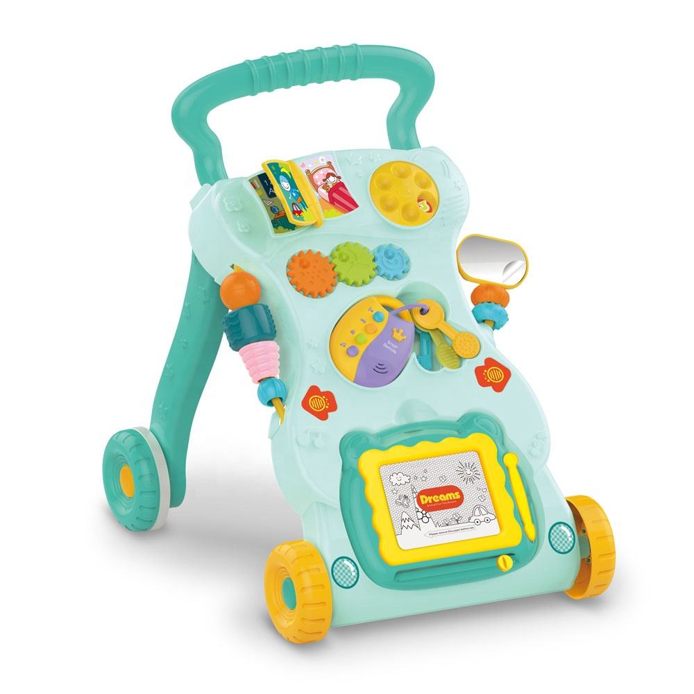 Wholesale music baby walker stroller learning toys plastic baby walker toys with magnetic drawing board
