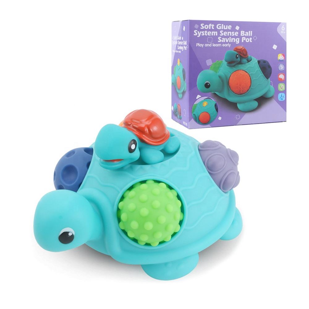 Soft glue blocks little turtle system sense ball saving pot toys soft silicone pressing balls baby piggy bank toy money save