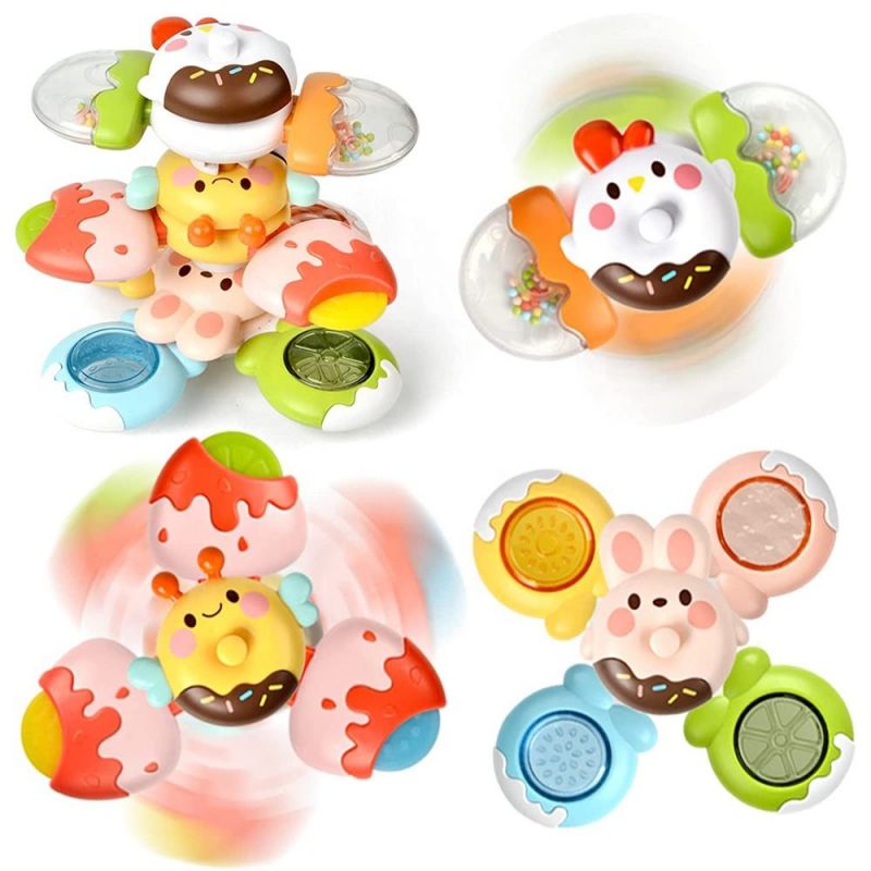 European good selling fingertip suction cup spinning toy cute animal spins fidget toys for toddlers baby rattles bathing spinner