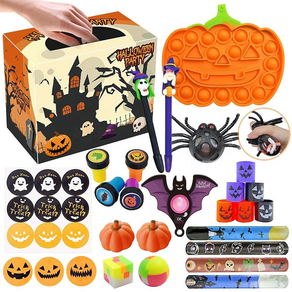 Halloween Stress Reliever Toy Raffle Blind Box Pumpkin Popping Bubble Sensory Fidget Toy Mystery Boxes Gift for Kid Depressurize