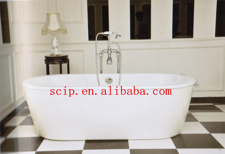skirted white cast iron clawfoot bath tub